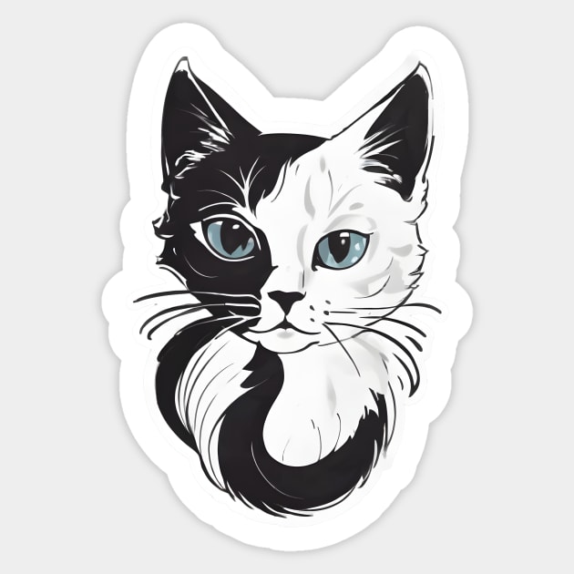 Black and White Cat Sticker by vanityvibes